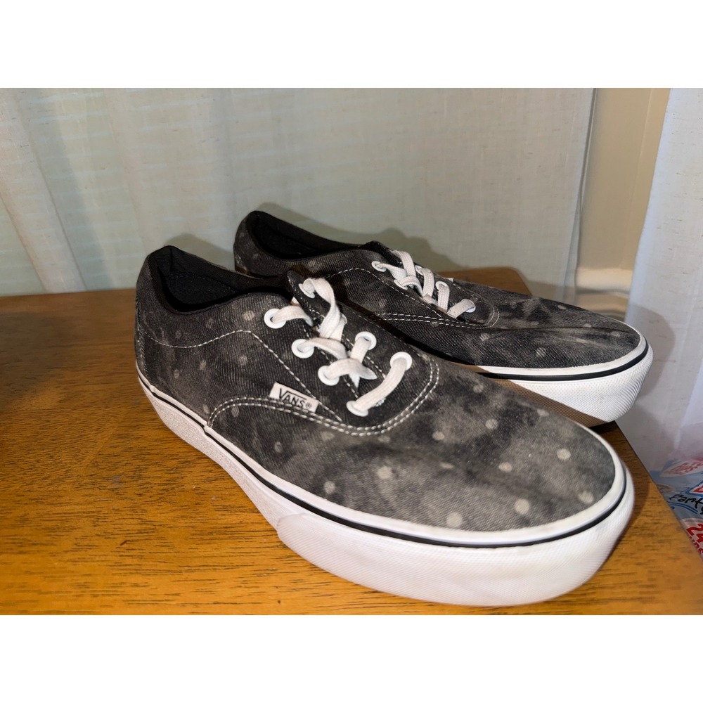 Vans Authentic Platform Black Polka Dot Denim Sneakers Womens 10 Low Top Shoes